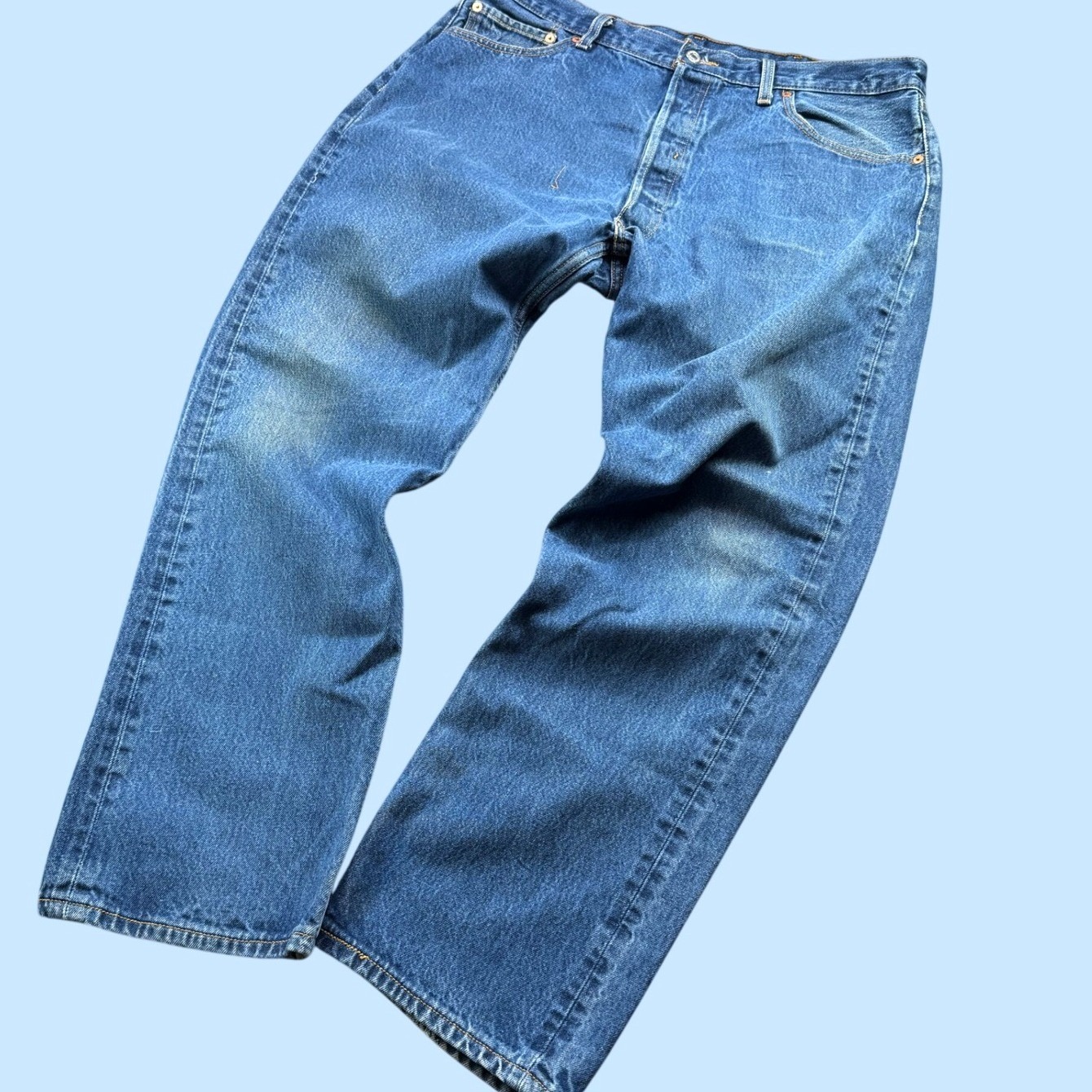 Levi's 501 Original Fit Jeans Men 40x34 (38) Blue Denim Medium Wash Button Fly